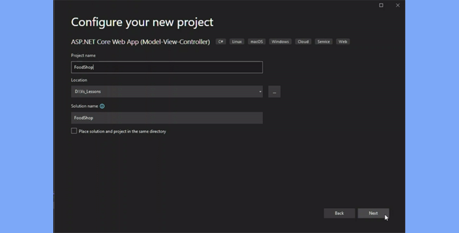 1 – Creare la Web App per il sito FoodShop